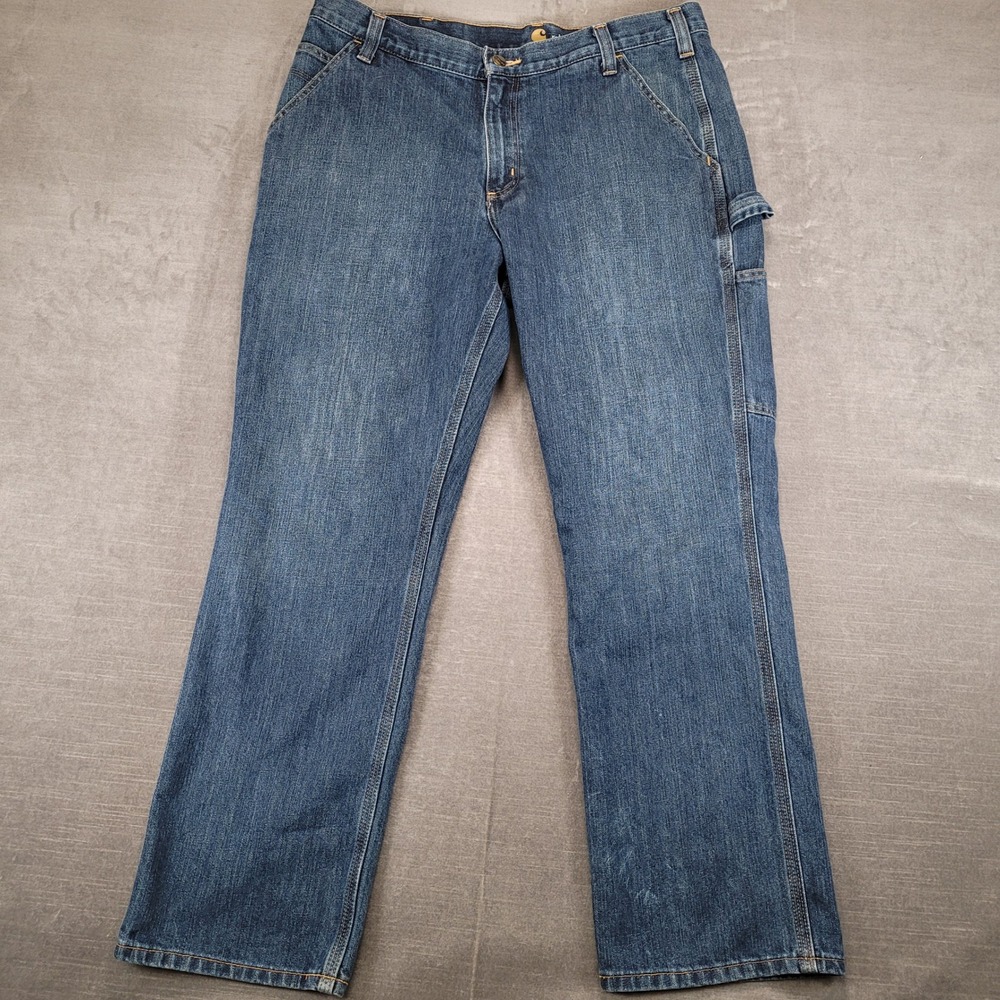 Carhartt 103327-900 Relaxed Fit Carpenter Jeans Mens 35x29 Blue Denim Work Pants